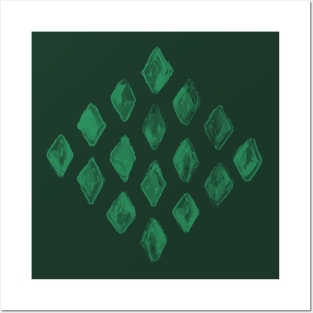 Emerald Watercolor Diamonds Pattern Posters and Art